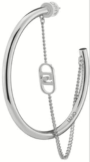 Liu Jo orecchini essential acciaio inossidabile silver logo 4 cm lj2775