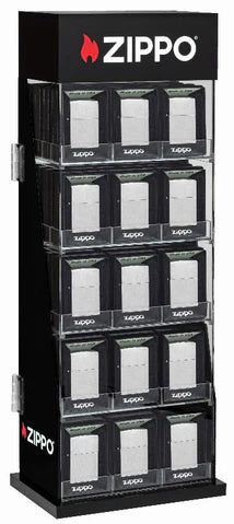 Zippo Vetrina Espositore Vetro 60 Posti Nero su 2 lati - 22x14x58 cm