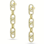 Liu Jo orecchini pendenti monogram acciaio inossidabile oro logo e zirconi LG2626