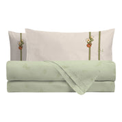 THUN Completo Letto Matrimoniale in Cotone Country Bloom Green B201197