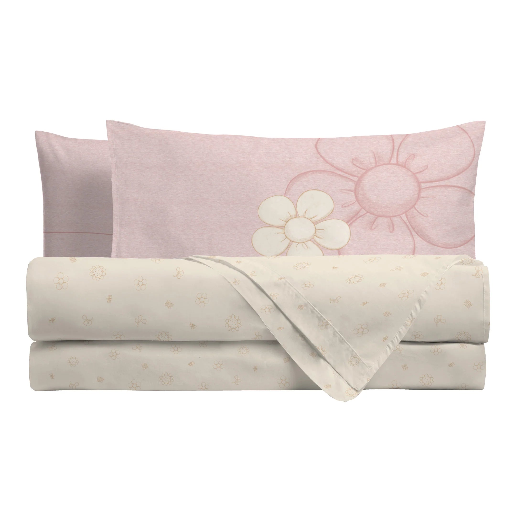 THUN® Completo Letto Matrimoniale in Cotone Iconic Elegance Daisy Pink B201060