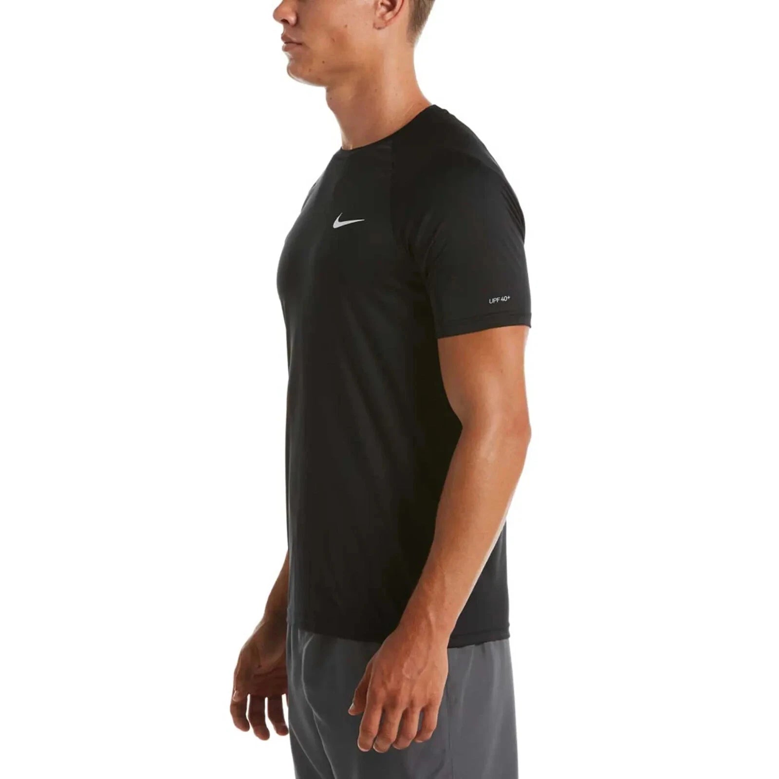 Nike Swim T-Shirt Short Sleeve Hydrogu NESSA586 Tessuto Tecnico Nero Uomo