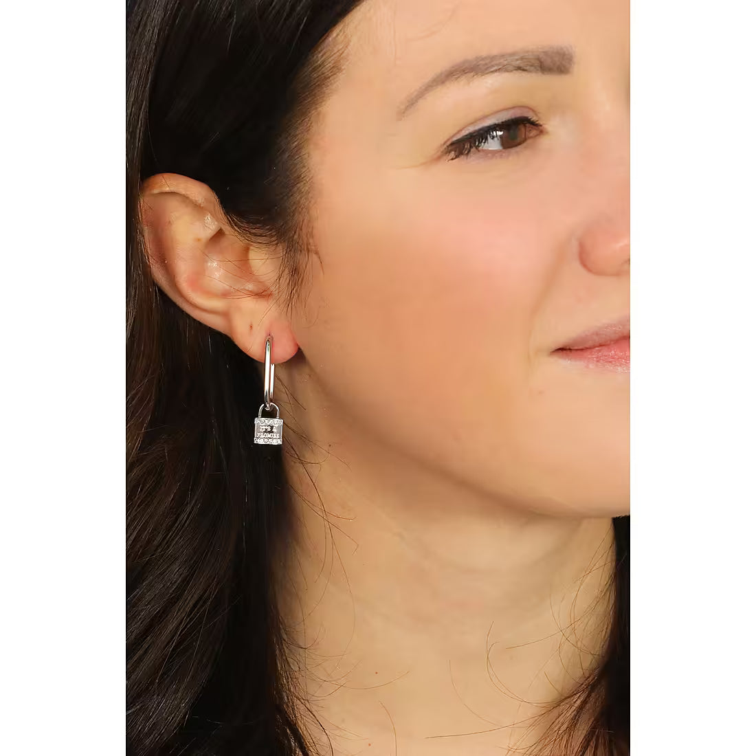 Brosway orecchino pendente Cerchio Acciaio Cristalli Chakra silver promise BHKE117