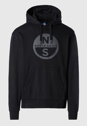 North Sails Felpa manica lunga girocollo Hoodie SWEATSHIRT Big Logo 691094 black nero