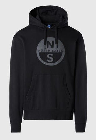 North Sails Felpa manica lunga girocollo Hoodie SWEATSHIRT Big Logo 691094 black nero