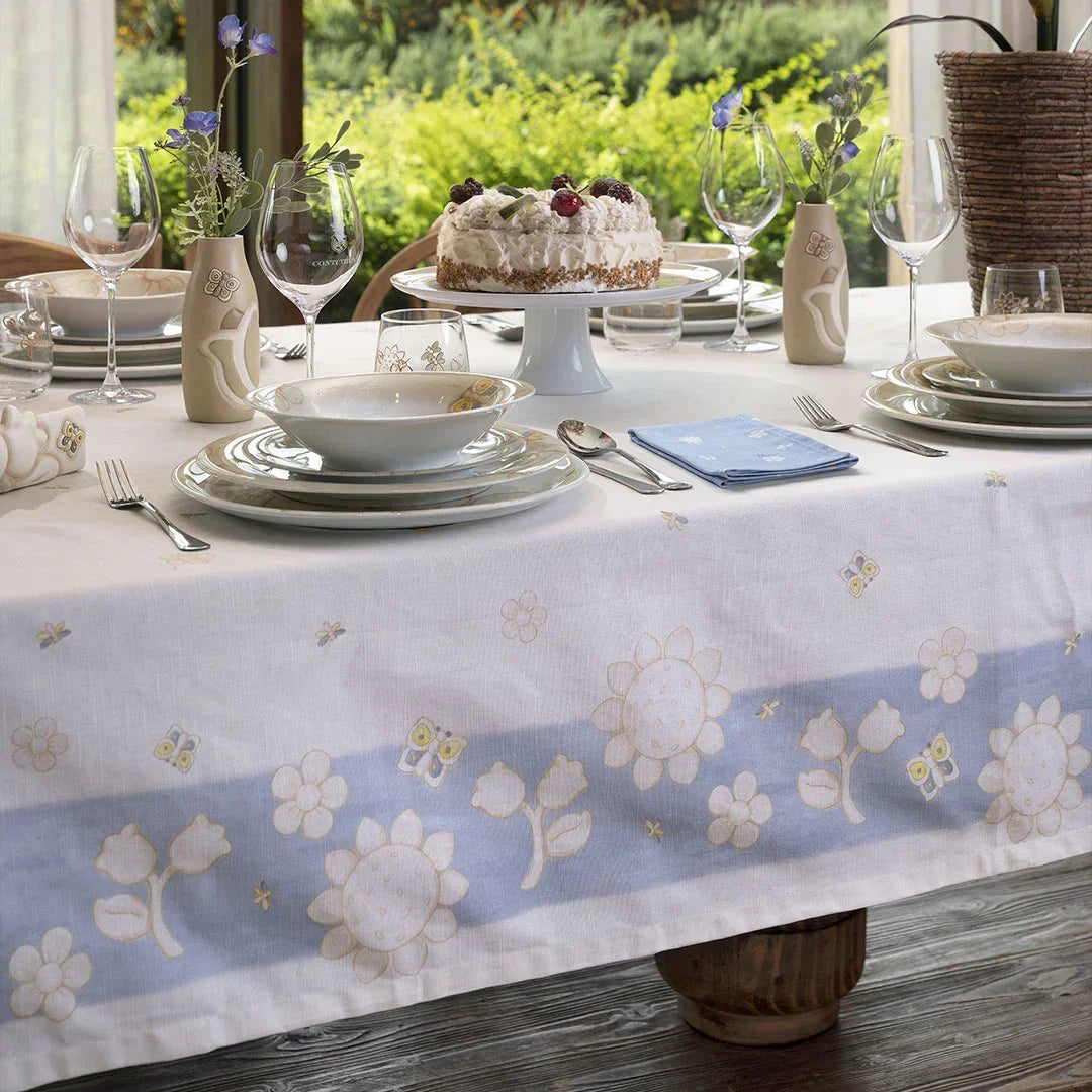 THUN Tovaglia in Cotone Elegance 160x270 cm Light Blue B101118