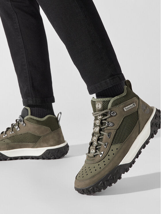 Timberland Scarpe Sneaker Mid Uomo GreenStride 6 Motion Tomaia in Nubuck Verde Foglia