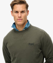 Superdry Felpa Maglioncino Crewneck Uomo misto Cotone Verde Oliva