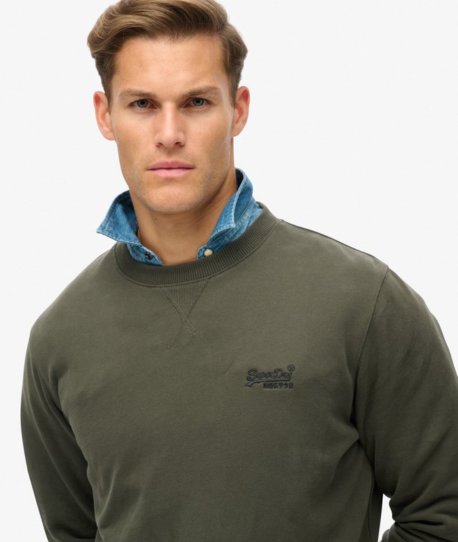 Superdry Felpa Maglioncino Crewneck Uomo misto Cotone Verde Oliva