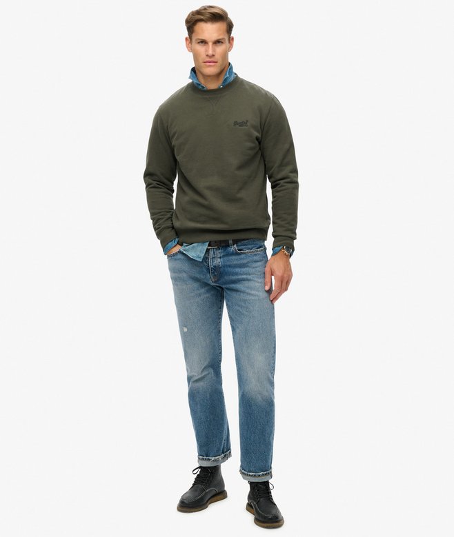 Superdry Felpa Maglioncino Crewneck Uomo misto Cotone Verde Oliva