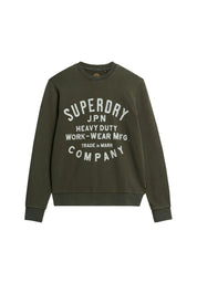Superdry Felpa Maglioncino Crewneck Uomo 100% Cotone Verde Oliva