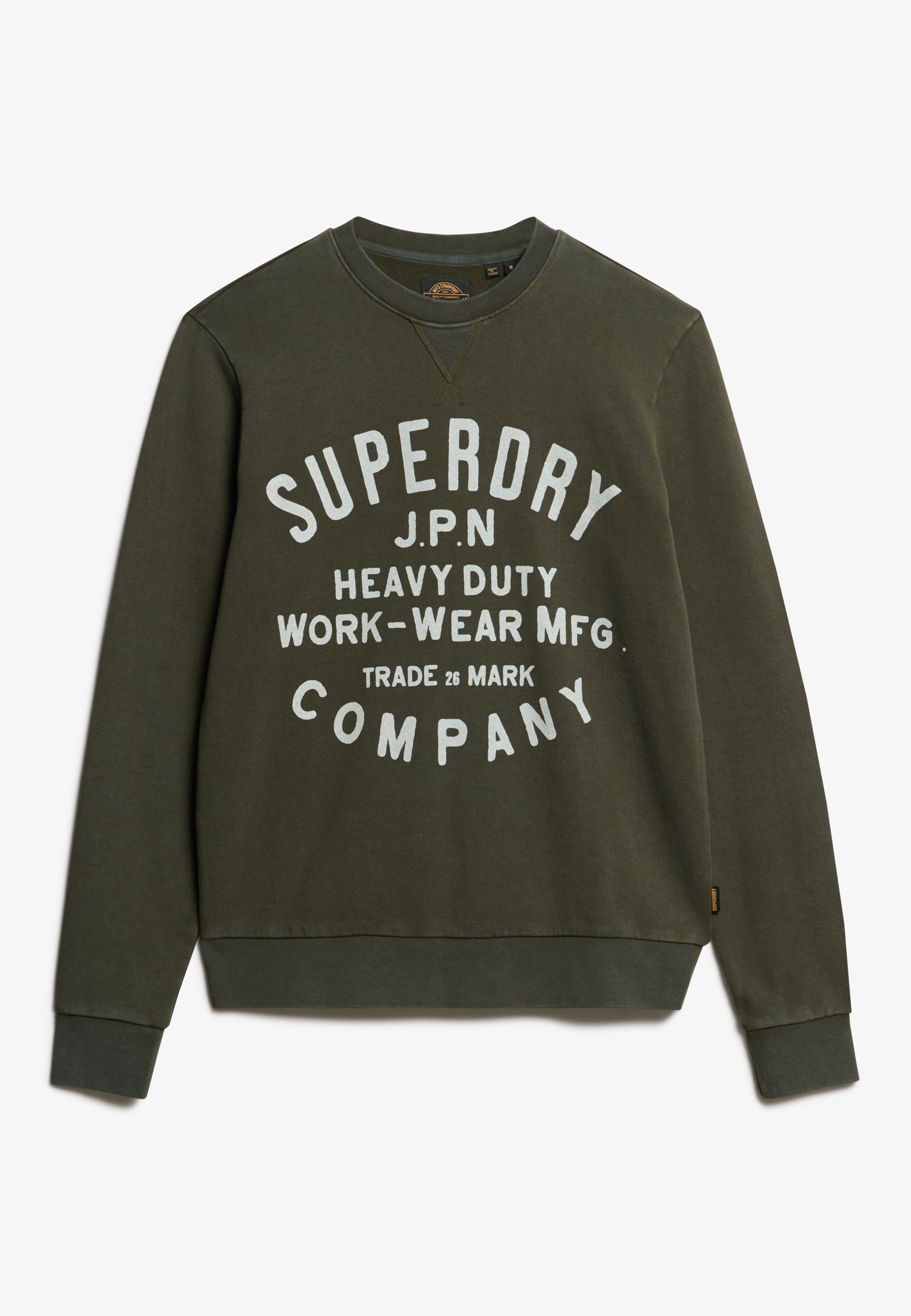 Superdry Felpa Maglioncino Crewneck Uomo 100% Cotone Verde Oliva