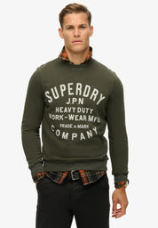 Superdry Felpa Maglioncino Crewneck Uomo 100% Cotone Verde Oliva