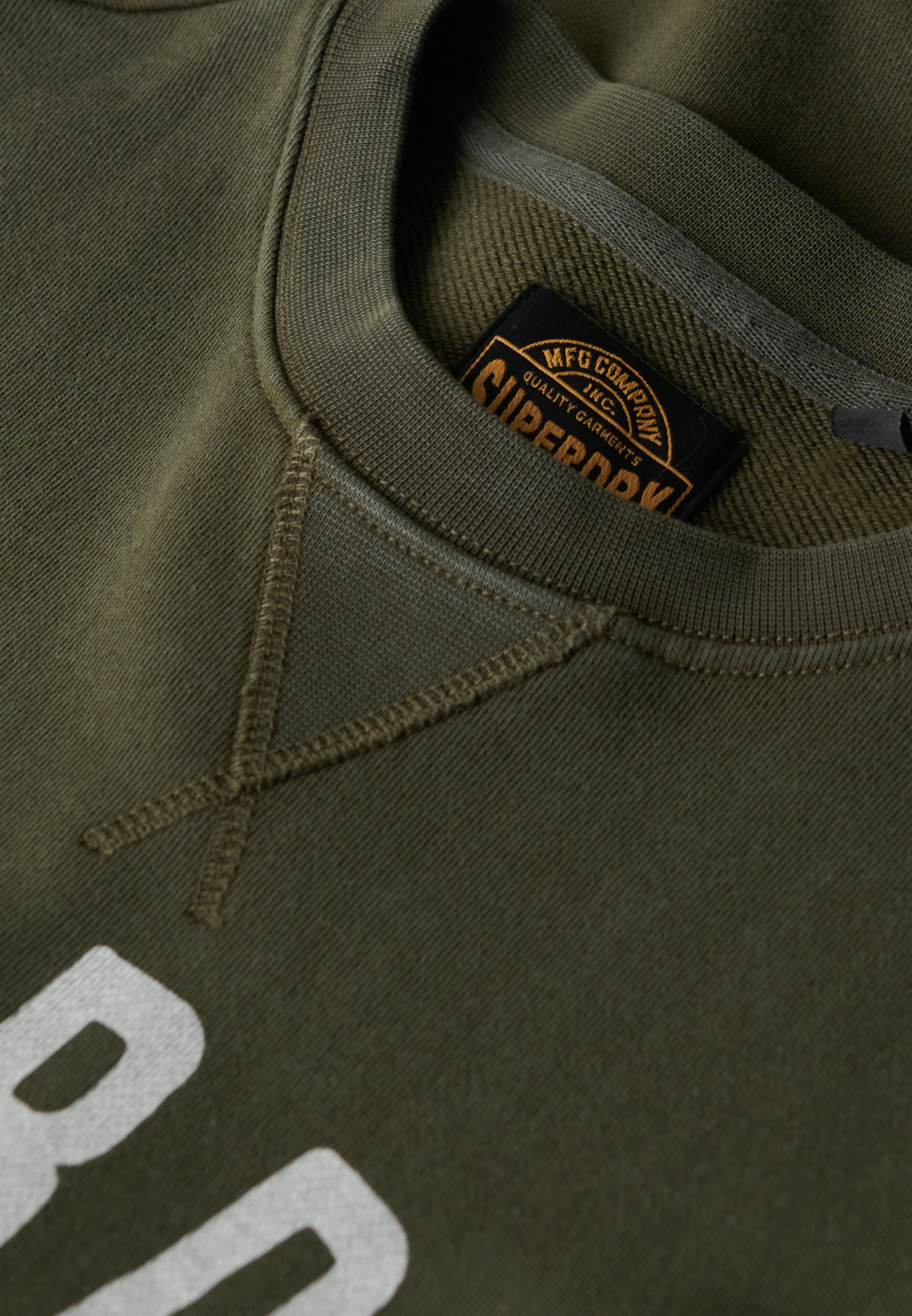 Superdry Felpa Maglioncino Crewneck Uomo 100% Cotone Verde Oliva