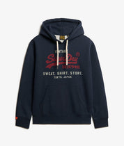 Superdry Felpa cappuccio Hoodie Logo Vintage HERITAGE RELAXED Navy Blu