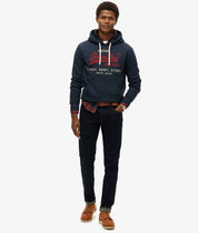 Superdry Felpa cappuccio Hoodie Logo Vintage HERITAGE RELAXED Navy Blu