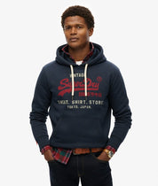 Superdry Felpa cappuccio Hoodie Logo Vintage HERITAGE RELAXED Navy Blu