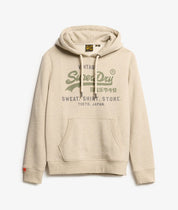 Superdry Felpa cappuccio Hoodie Logo Vintage HERITAGE RELAXED Beige