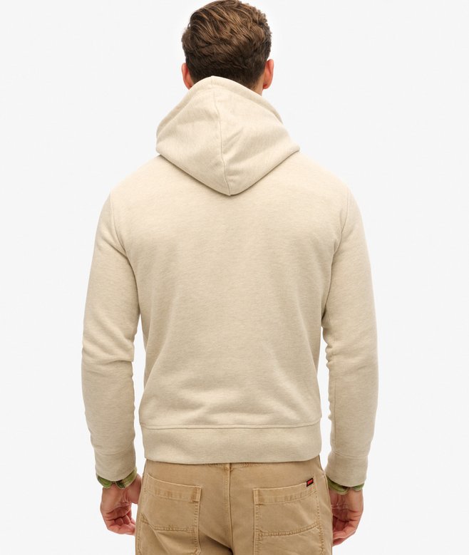 Superdry Felpa cappuccio Hoodie Logo Vintage HERITAGE RELAXED Beige