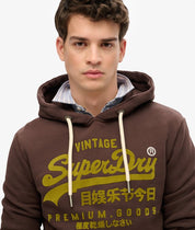 Superdry Felpa cappuccio Hoodie Logo Vintage marrone