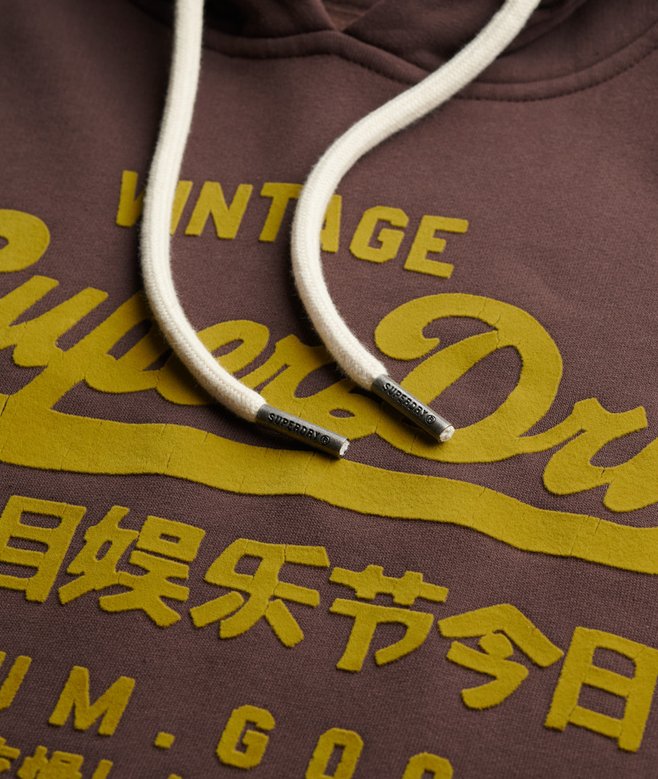 Superdry Felpa cappuccio Hoodie Logo Vintage marrone