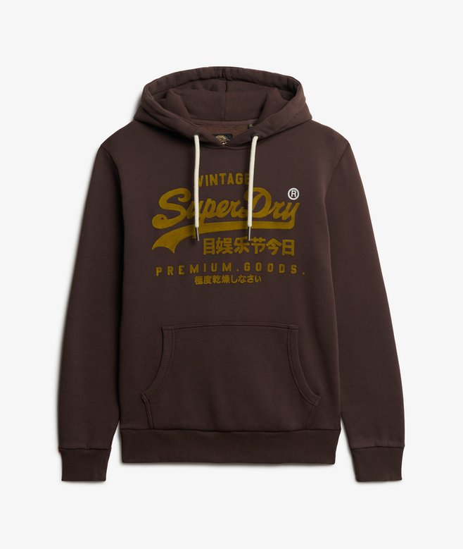 Superdry Felpa cappuccio Hoodie Logo Vintage marrone