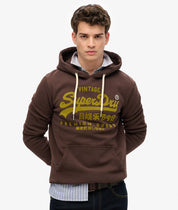 Superdry Felpa cappuccio Hoodie Logo Vintage marrone