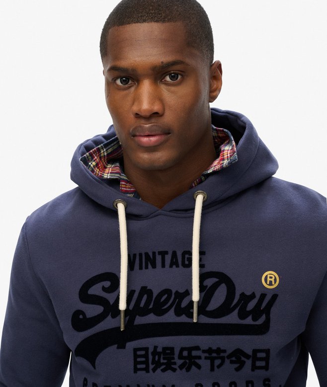 Superdry Felpa cappuccio Hoodie Logo Vintage navy blu