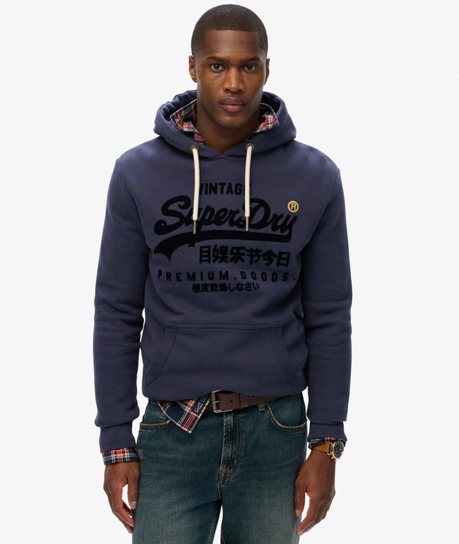 Superdry Felpa cappuccio Hoodie Logo Vintage navy blu