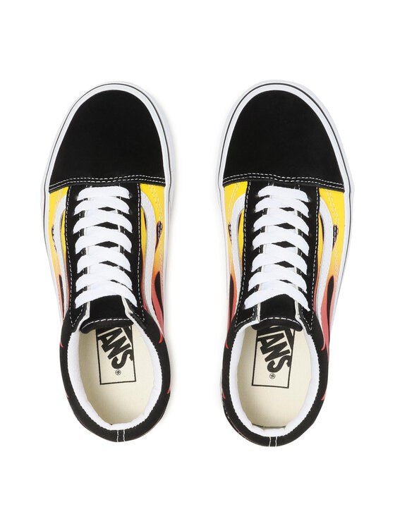 Vans Scarpe Basse sneakers Old Skool PRNT FLAME in Tela Nero