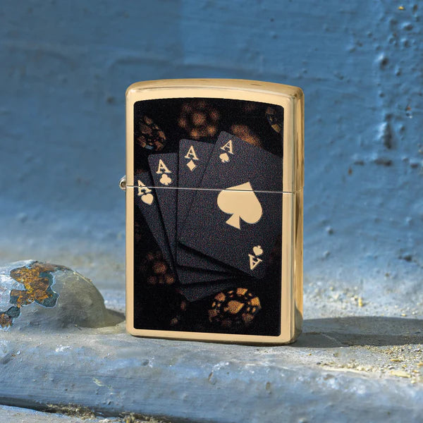 Zippo accendino ricaricabile antivento Made in USA Poker di Assi 47141