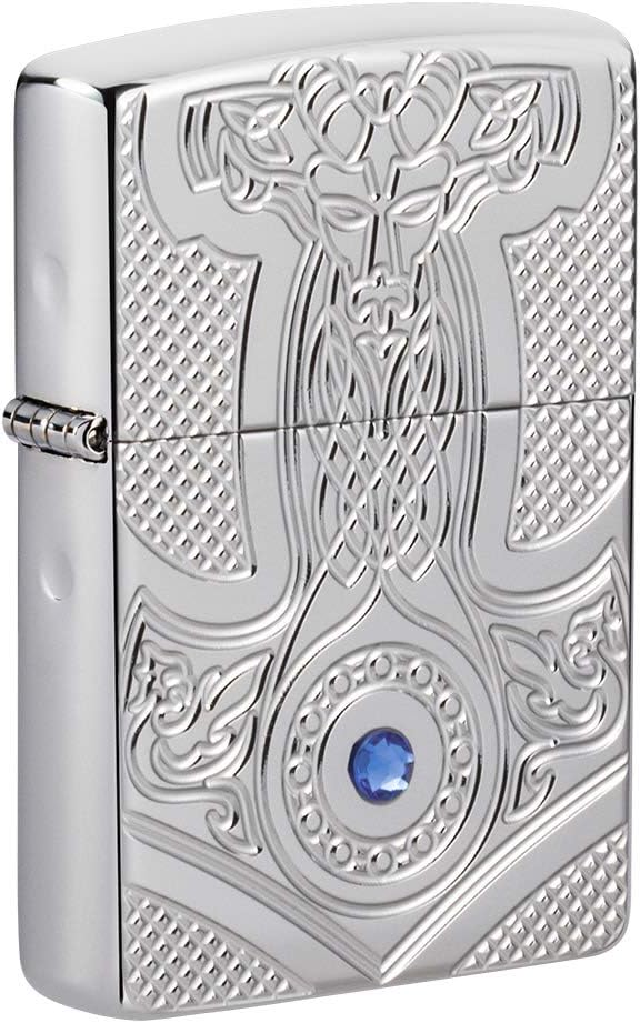 Zippo Antivento Ricaricabile Made In Usa Mjolnir Vichingo Argento Unisex-2