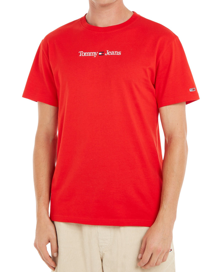 Tommy Jeans T-Shirt TJM Classic Linear Cotone Rosso 1