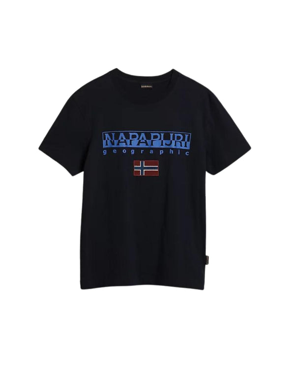 Napapijri T-shirt Ayas Manica Corta Bordi a Coste Girocollo Blu