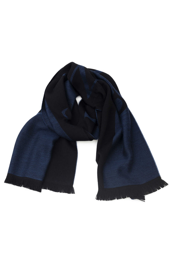 Philipp Plein Logo Scarf 180x40 Wool Blend Blue