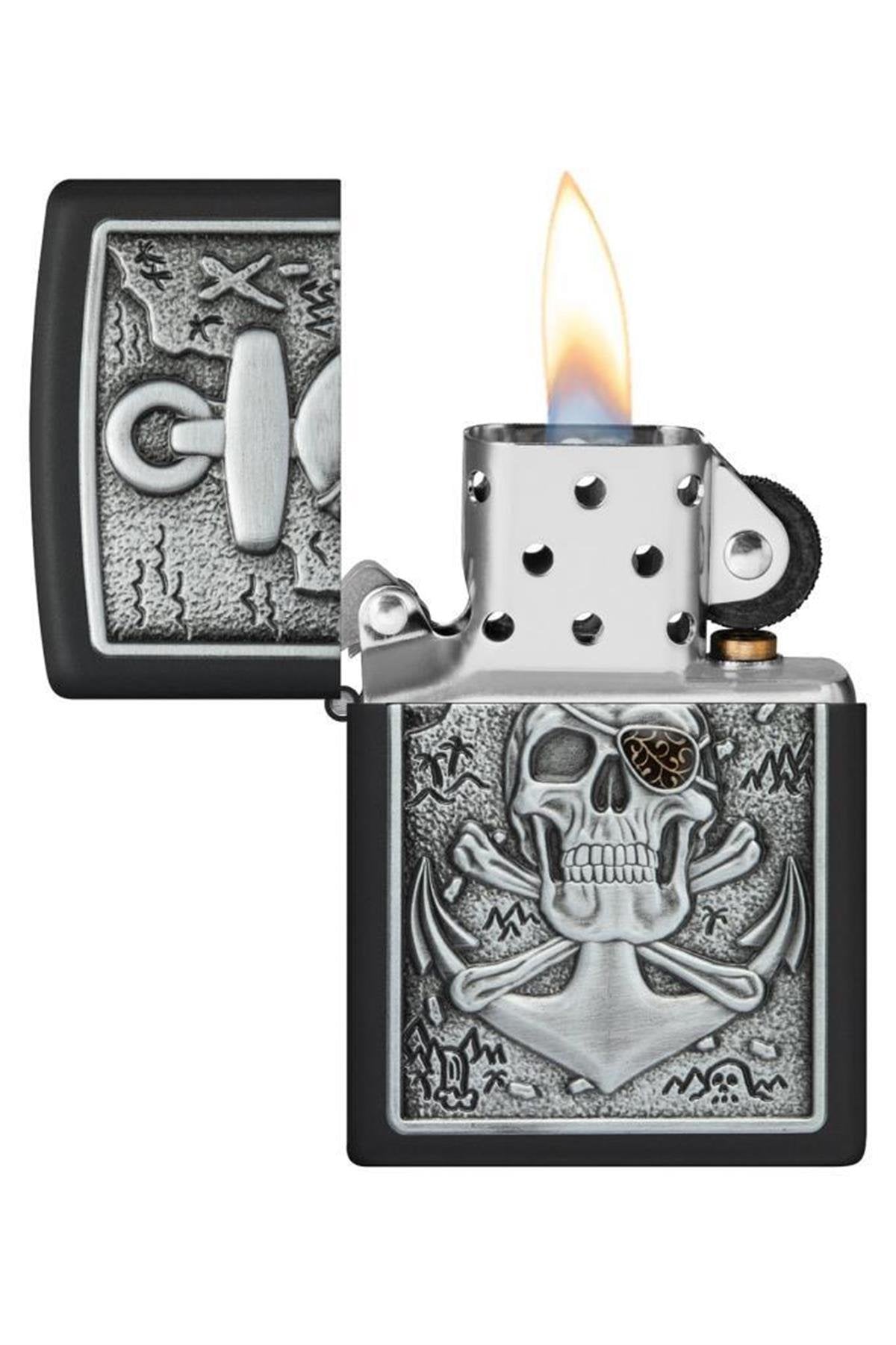 Zippo Techio Pirate Anchor Plaque Black Unisex