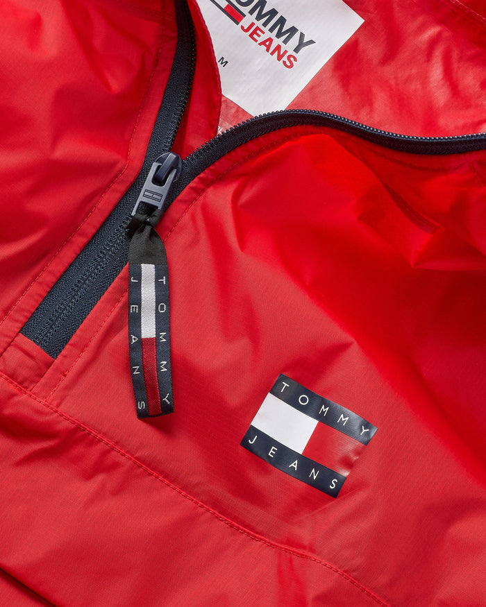 Tommy Jeans Windbreaker Foldable Red Recycled Nylon 4