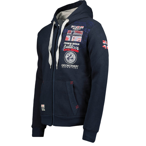 Geographical Norway Men's Long Sleeve Hooded Blue-2