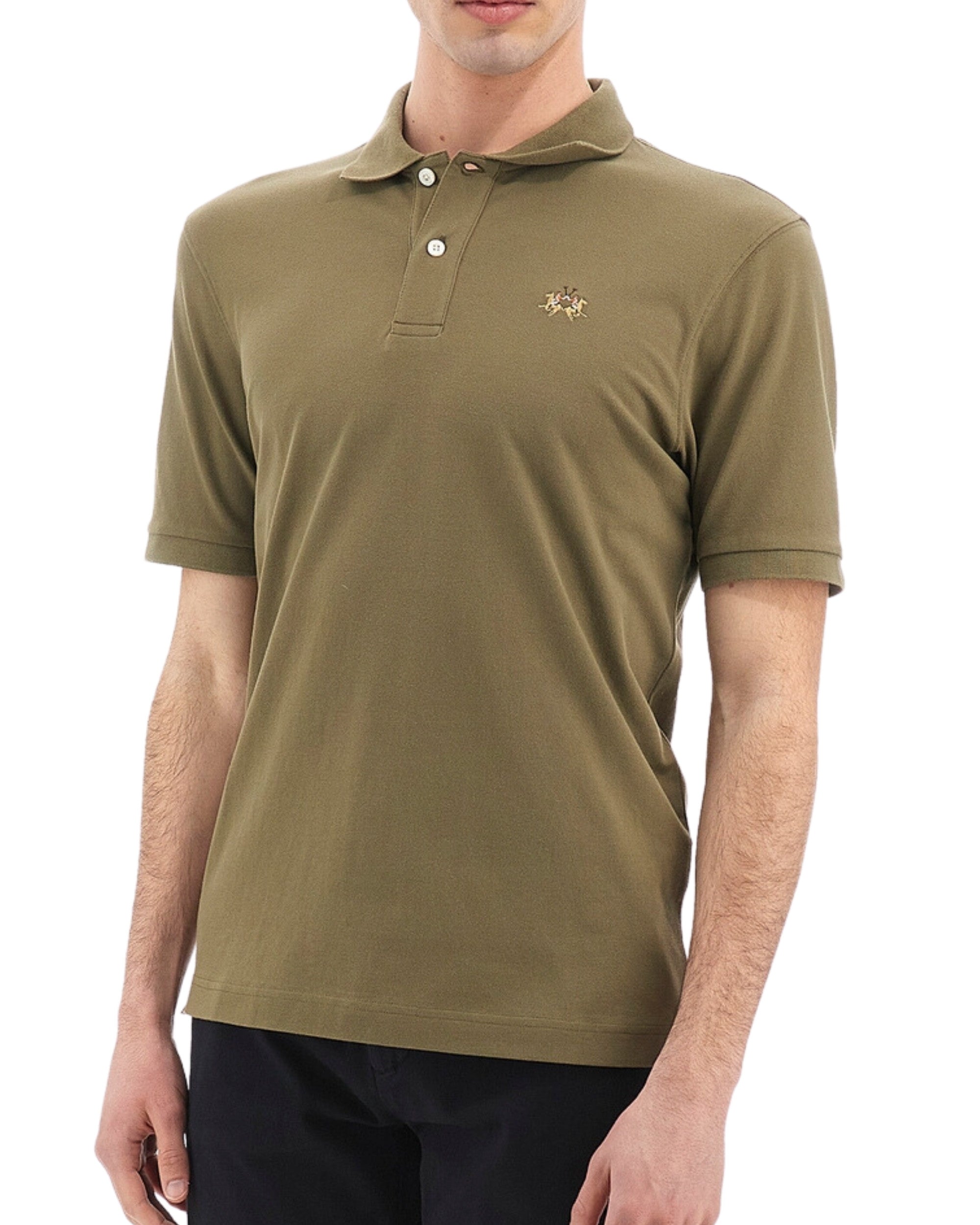 La Martina Maglia Eduardo Maniche Corte Slim Fit Verde Uomo