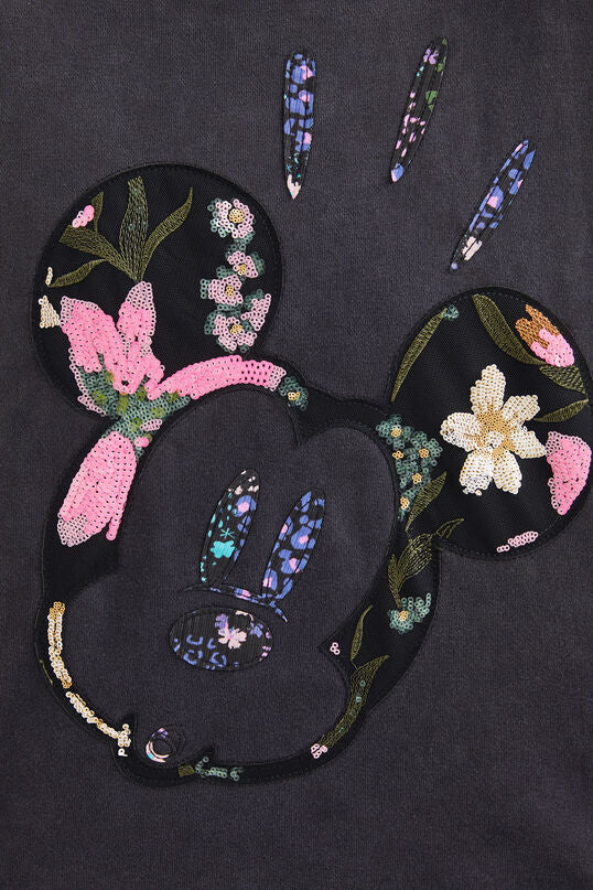 Desigual Felpa Disney Topolino Flower Mickey Paillettes Multicolore Donna 7