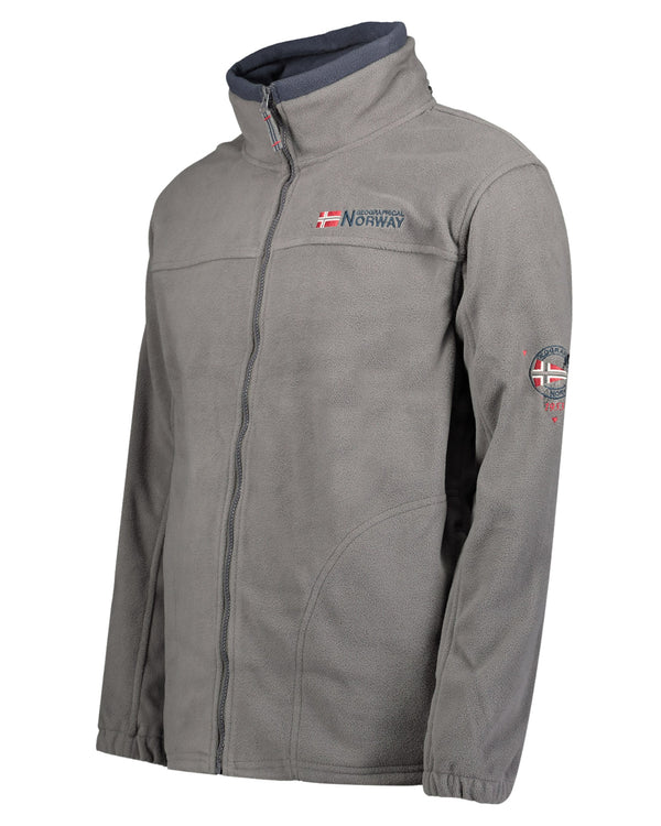 Geographical Norway Pile Maniche Lunghe Full Zip, Capuccio Estraibile Dal Colletto Grigio Uomo-2