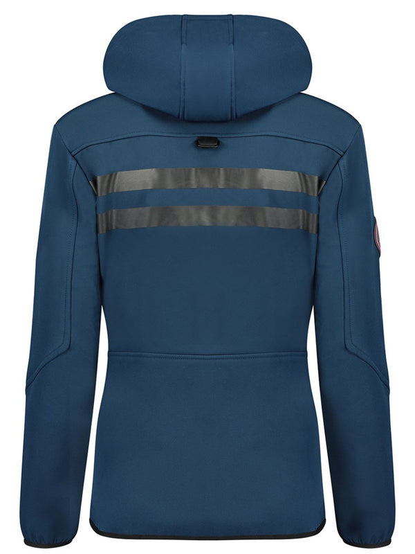 Geographical Norway Cappuccio Full Zip Antivento Softshell Giubbotto Outdoor Blu Donna-2