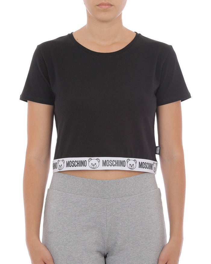 Moschino Underbear T-Shirt Corta con Banda Orsetto Cotone Nero 1