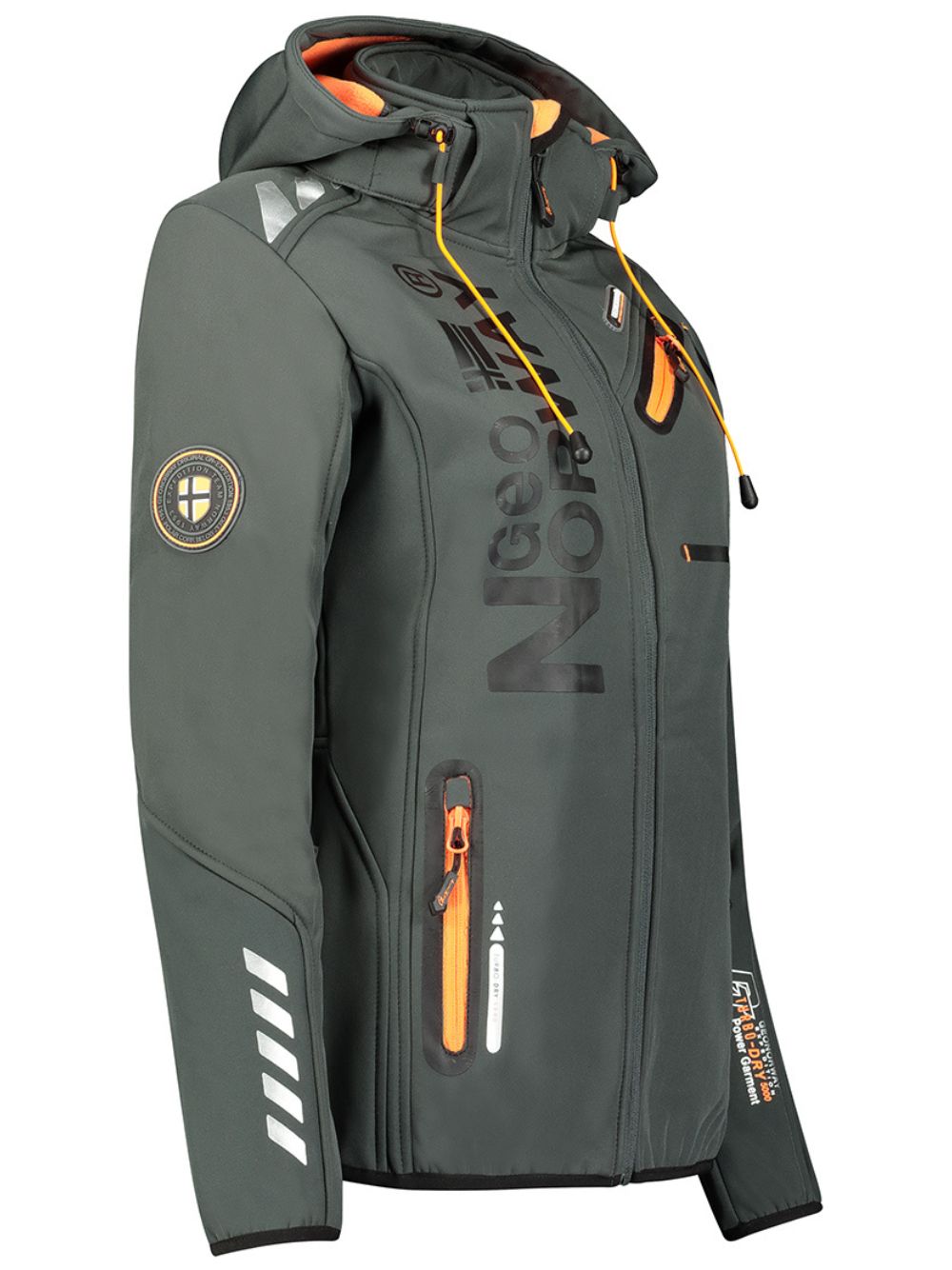 Geographical Norway Hooded Full Zip Windproof Softshell Outdoor Jacket Grey Women