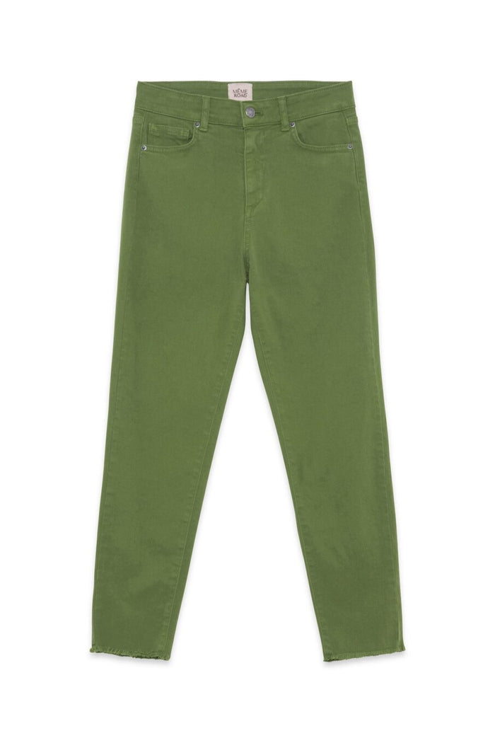 Memeroad Jeans Skinny Con Orlo Sfrangiato Verde Donna 1