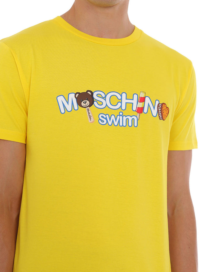 Moschino Swim T-Shirt Icecream Logo Cotone Giallo 3
