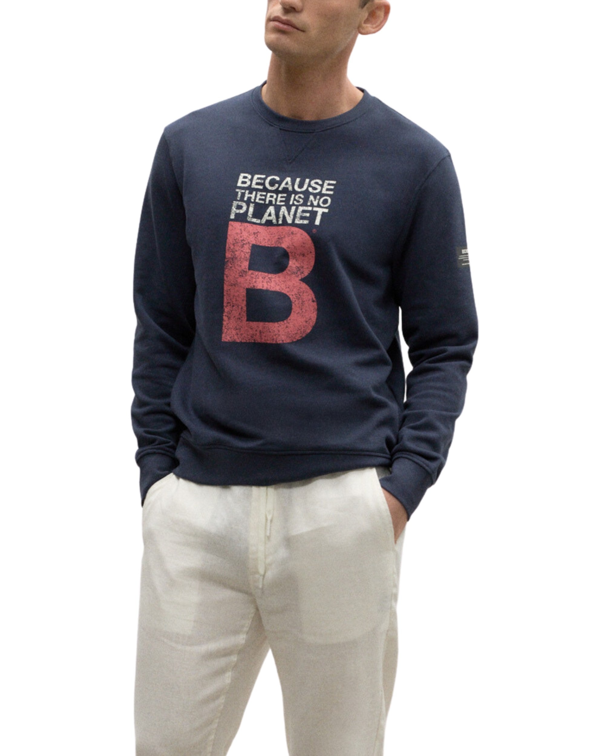 Ecoalf Long Sleeve Cotton Shirt with Front Print Blue