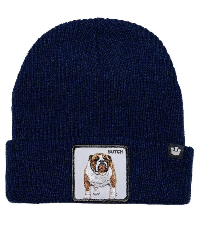 Goorin Bros. Beanie Hat Cap With Front Patch And Side Logo Blue Unisex 1