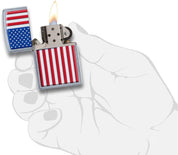 Zippo accendino Antivento Ricaricabile Made In Usa Argento FLAG