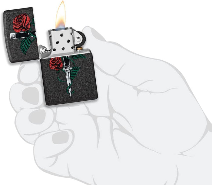 Zippo Tatoo Rosa Pugnale Nero Unisex 4